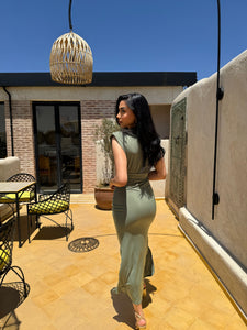 Robe kaki longue évasée Thumbnail 2