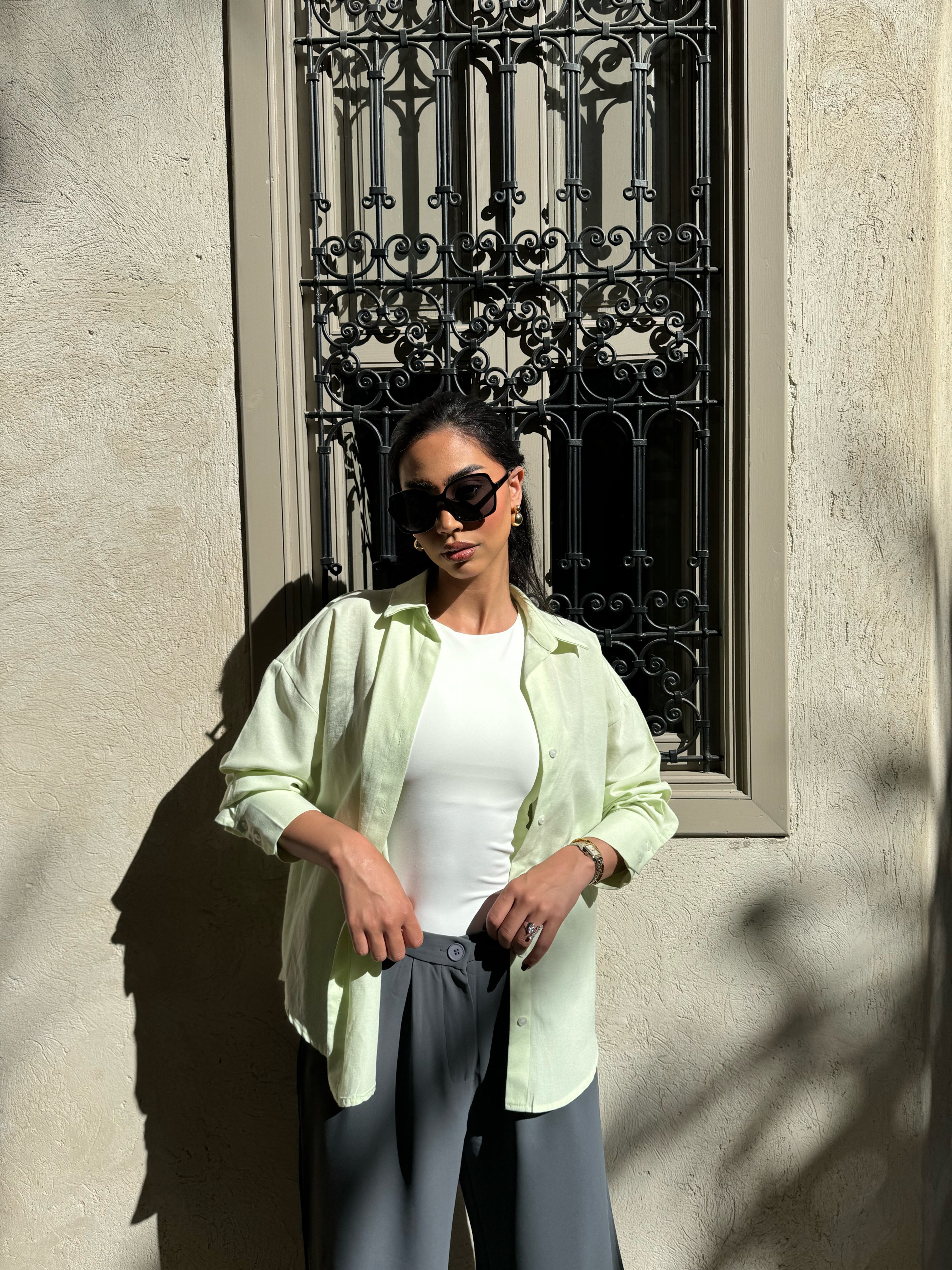 Chemise overisze verte Lena