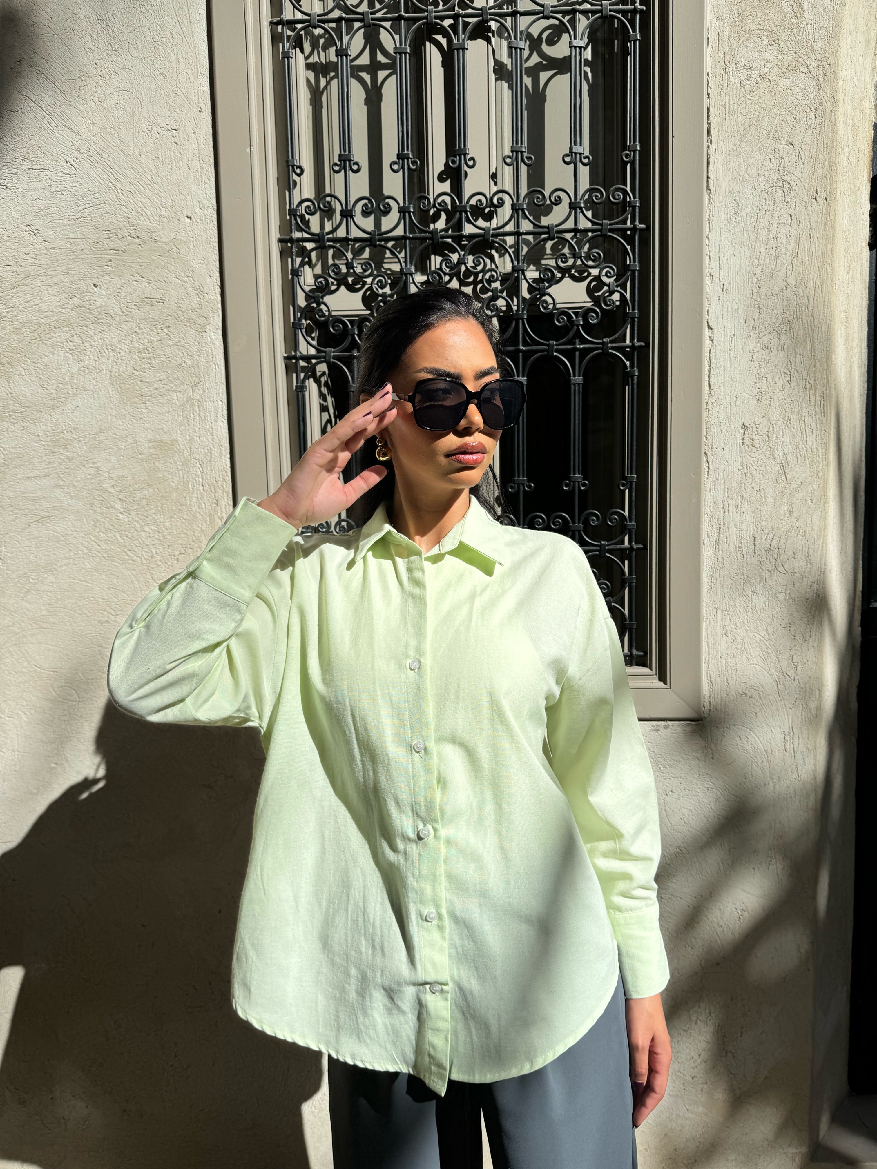 Chemise overisze verte Lena